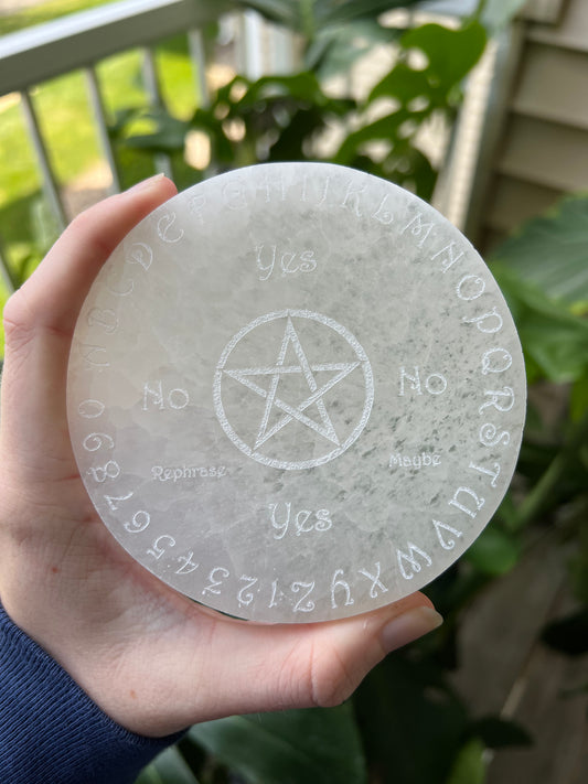 Engraved Selenite Pendulum Board