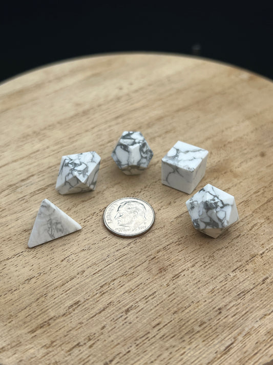 Sacred Geometry | Platonic Solids Set | White Howlite