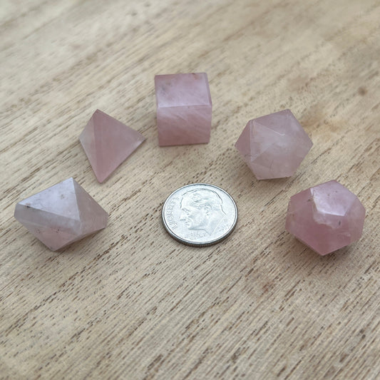 Sacred Geometry | Platonic Solids Set | Rose Quartz