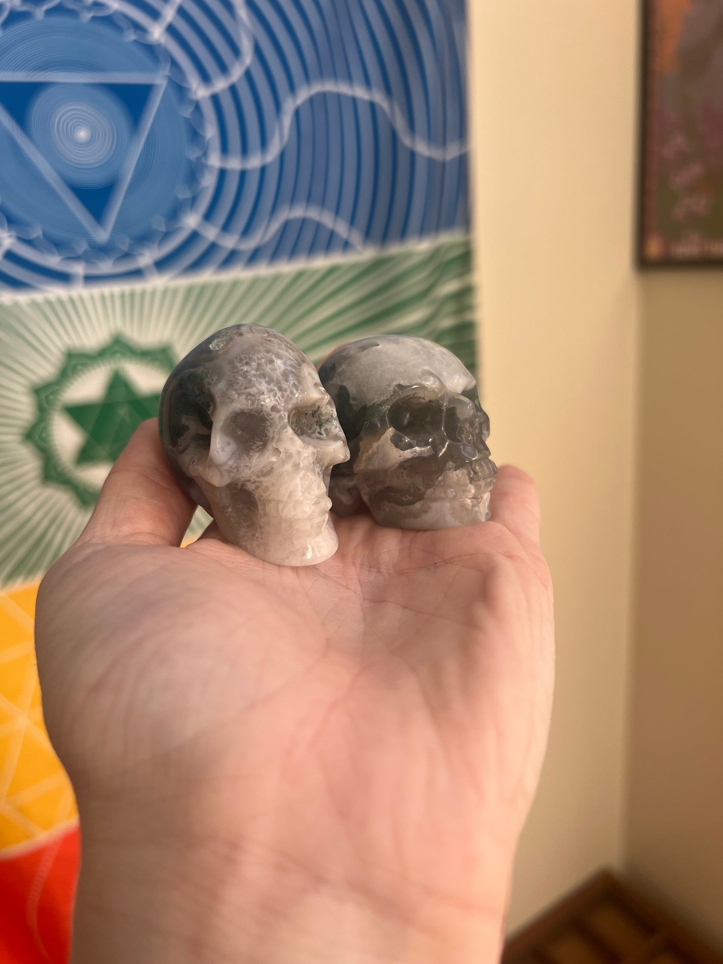 Moss Agate Skull