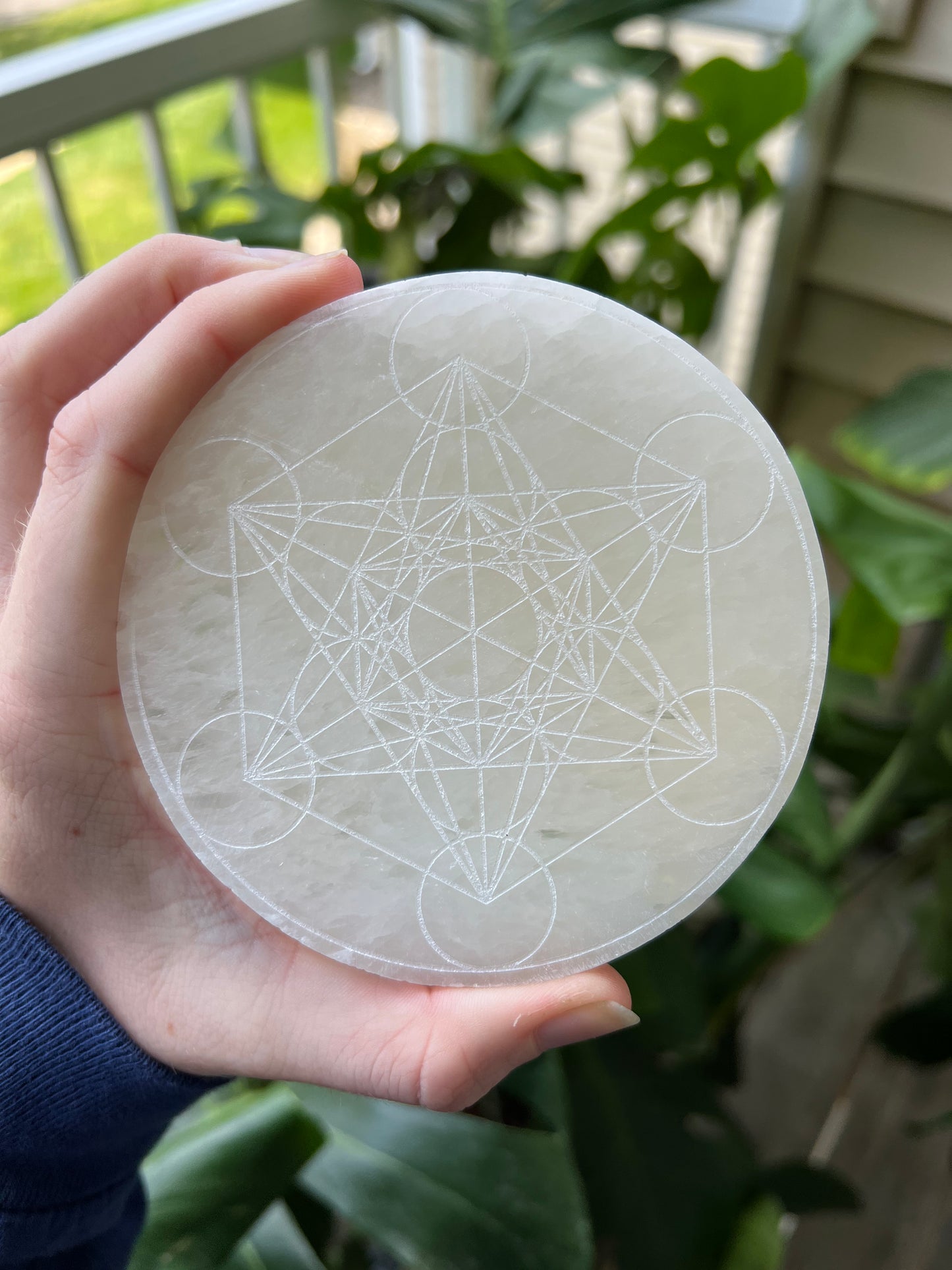 Engraved Selenite Grid | Metatron's Cube