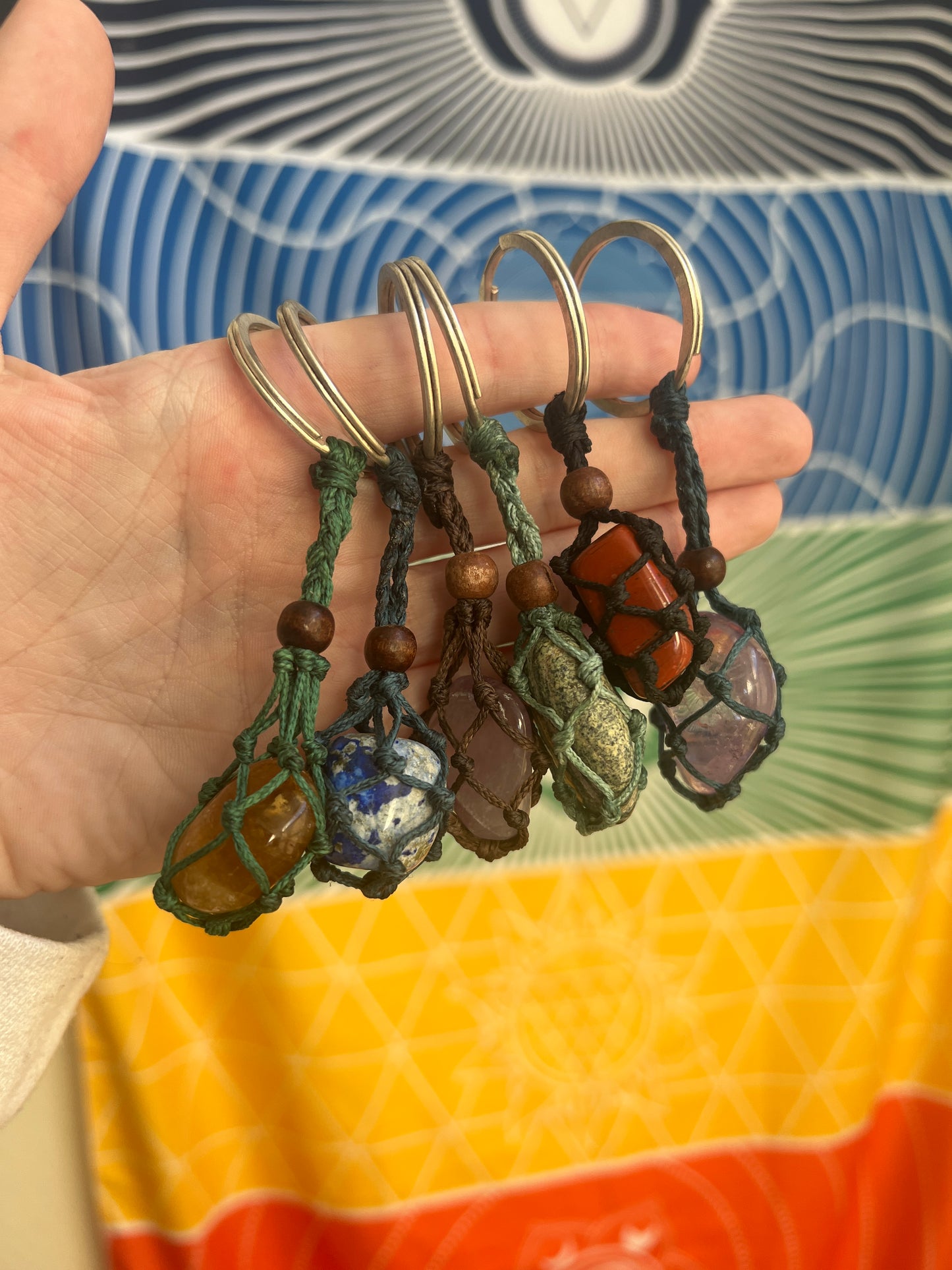 Macramé Stone Keychain